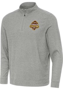 Mens Western Michigan Broncos Grey Antigua 2025 Hockey National Champions Subtle Qtr Zip Pullover
