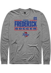 jordan frederick Mens Graphite Tulsa Golden Hurricane NIL Stacked Box Long Sleeve Player T Shirt