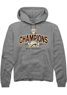 Summit Sportswear Western Michigan Broncos Mens Graphite MAC 2025 Football Champions Long Sleeve H..