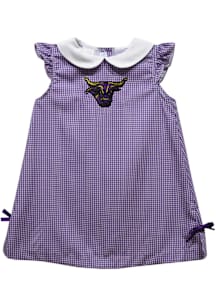 Vive La Fete Minnesota State Mankato Mavericks Baby Girls Purple Gingham Short Sleeve Dress