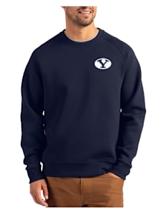 Cutter and Buck BYU Cougars Mens Navy Blue Roam Long Sleeve Crew Sweatshirt
