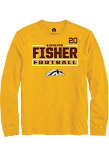 Kershawn Fisher Western Michigan Broncos Gold Football NIL Stacked Box Long Sleeve Player T Shirt