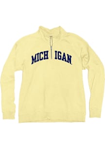 Blue 84 Michigan Wolverines Womens Yellow Sanded Fleece Qtr Zip