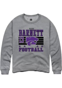 Blake Barnett Rally Mens Grey K-State Wildcats NIL Striped Player Crew