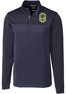 Cutter and Buck Nashville SC Mens Navy Blue Traverse Stripe Big and Tall Qtr Zip