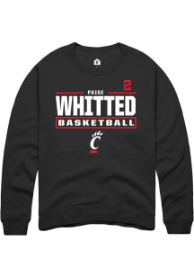 Paige Whitted Rally Mens Black Cincinnati Bearcats NIL Stacked Box Player Crew