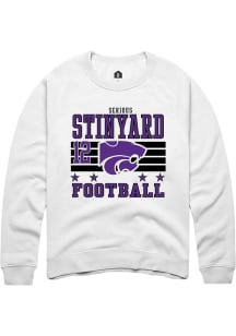 Serious Stinyard Rally Mens White K-State Wildcats NIL Striped Player Crew