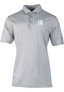 Mens Indiana Hoosiers Grey Columbia Heat Seal Double Hit Short Sleeve Polo Shirt