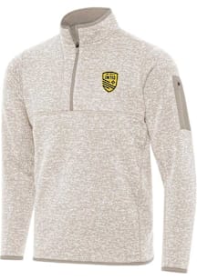 Antigua New Mexico United Mens Oatmeal Fortune Long Sleeve Qtr Zip Pullover