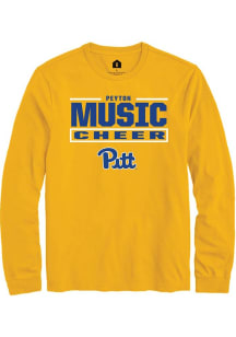 Peyton Music Mens Gold Pitt Panthers NIL Stacked Box Long Sleeve Player T Shirt