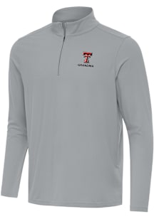 Antigua Texas Tech Red Raiders Mens Ash Intent Grandma Long Sleeve Qtr Zip Pullover