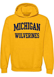 Michigan Wolverines Mens Yellow Front Back Print Long Sleeve Hoodie