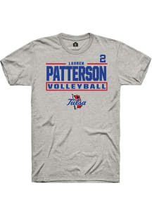 Lauren Patterson Rally Mens Ash Tulsa Golden Hurricane NIL Stacked Box Player T Shirt