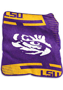 LSU Tigers Double Stripe Raschel Throw Blanket - Purple