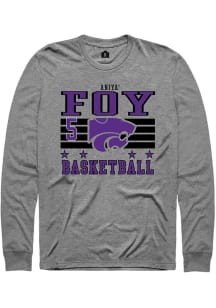 Aniya’ Foy Mens Grey K-State Wildcats NIL Striped Long Sleeve Player T Shirt