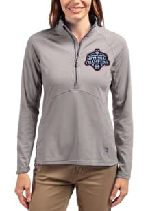 Cutter and Buck UConn Huskies Womens Ash 2025 National Champions Adapt Eco Qtr Zip Pullover