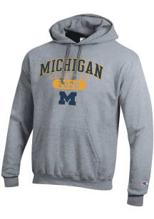 Mens Michigan Wolverines Grey Champion Class of 2026 Powerblend Hooded Sweatshirt