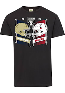 Cincinnati Bearcats Black 2025 Liberty Bowl Head to Head Short Sleeve T Shirt