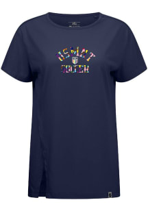 Levelwear USMNT Womens Navy Blue Influx Pride Arch 25 Short Sleeve T-Shirt