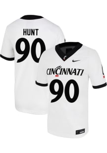 Jalen Hunt Nike Mens White Cincinnati Bearcats NIL Game Football Jersey