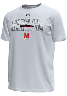 Under Armour Maryland Terrapins White Flat Name Tech Short Sleeve T Shirt