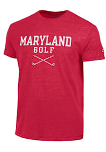 Maryland Terrapins Red Champion Mens Golf Short Sleeve Fashion T Shirt