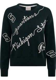 Womens Green Michigan State Spartans Love Note Long Sleeve Sweater