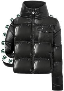 Womens Black Michigan State Spartans Cargo Puffer Heavy Weight Jacket