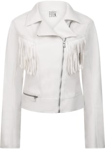 Dallas Cowboys Womens White Moto Light Weight Jacket