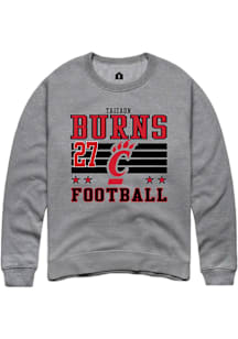 Taizaun Burns Cincinnati Bearcats Mens Grey Football NIL Striped Player Crew