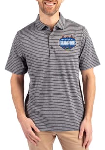 Cutter and Buck Florida Gators Mens Black 2025 National Champions Forge Stripe Short Sleeve Polo