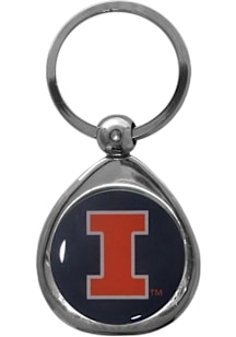 Illinois Fighting Illini Chrome Keychain - Silver