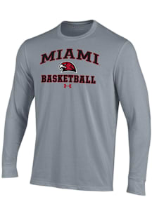 Under Armour Miami RedHawks Grey Basketball Performance Long Sleeve T Shirt