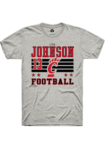 Zion Johnson Cincinnati Bearcats Ash Football NIL Striped Short Sleeve Player T Shirt