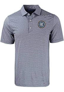 Cutter and Buck New York City FC Mens Navy Blue Forge Double Stripe Short Sleeve Polo