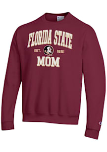 Champion Florida State Seminoles Mens Red EST Date Mom Powerblend Long Sleeve Crew Sweatshirt