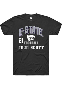 jojo scott Rally Mens Black K-State Wildcats NIL Arch Logo Player T Shirt