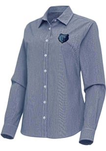 Antigua Memphis Grizzlies Womens Alternate Porter Long Sleeve Navy Blue Dress Shirt