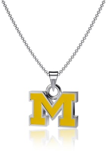 Enamel Logo Pendant Michigan Wolverines Womens Necklace - Yellow