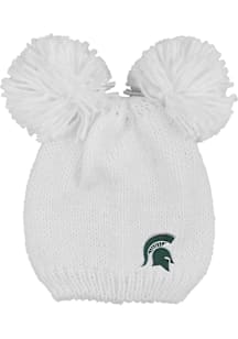LogoFit Michigan State Spartans White Leia Double Pom Womens Knit Hat