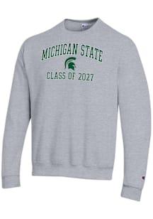 Champion Michigan State Spartans Mens Grey Font Class of 2027 Powerblend Long Sleeve Crew Sweatshi..