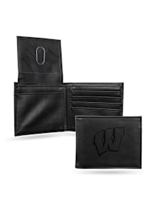 Wisconsin Badgers Embossed Leather Mens Trifold Wallet