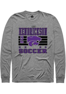Lily Hendrickson Mens Grey K-State Wildcats NIL Striped Long Sleeve Player T Shirt