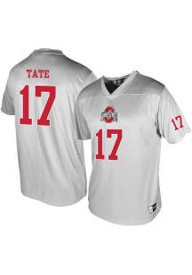 Carnell Tate Genuine Collective Mens Grey Ohio State Buckeyes NIL Player Name and Number Football..