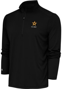 Antigua Army Mens Black Tribute Long Sleeve Qtr Zip Pullover