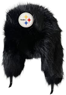 Jill Martin Pittsburgh Steelers Black Jill Martin Fur Trapper Womens Knit Hat