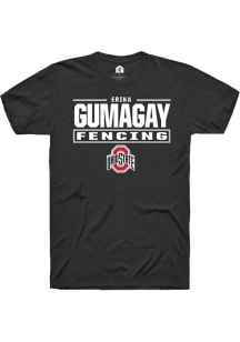 Erika Gumagay Rally Mens Black Ohio State Buckeyes NIL Stacked Box Player T Shirt