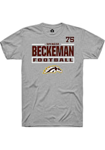 Spencer Beckeman Western Michigan Broncos Grey Football NIL Stacked Box Short Sleeve Player T Shir..