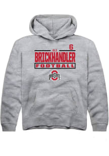 Eli Brickhandler Rally Youth Grey Ohio State Buckeyes NIL Stacked Box Long Sleeve Player Hoodie