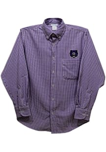 Vive La Fete Central Arkansas Bears Youth Purple Gingham Long Sleeve Polo